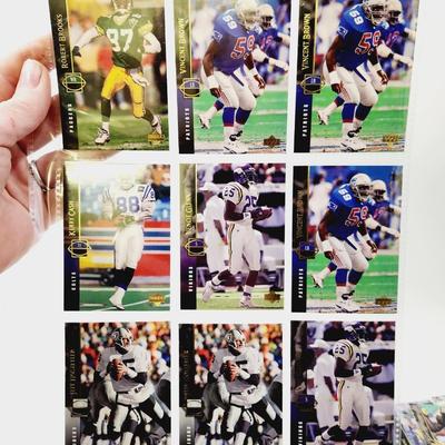 219 COLLECTABLE FOOTBALL CARDS IN PROTECTIVE SLEEVES