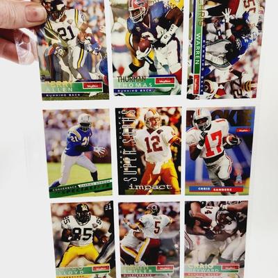 219 COLLECTABLE FOOTBALL CARDS IN PROTECTIVE SLEEVES