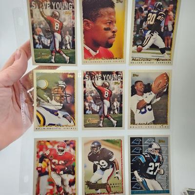 219 COLLECTABLE FOOTBALL CARDS IN PROTECTIVE SLEEVES