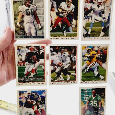 225 COLLECTABLE FOOTBALL CARDS W/ PROTECTIVE SLEEVES