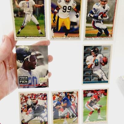 225 COLLECTABLE FOOTBALL CARDS W/ PROTECTIVE SLEEVES