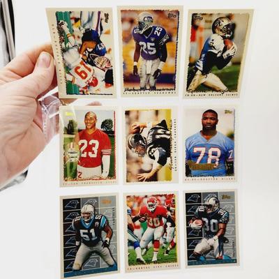 225 COLLECTABLE FOOTBALL CARDS W/ PROTECTIVE SLEEVES
