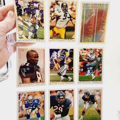 225 COLLECTABLE FOOTBALL CARDS W/ PROTECTIVE SLEEVES