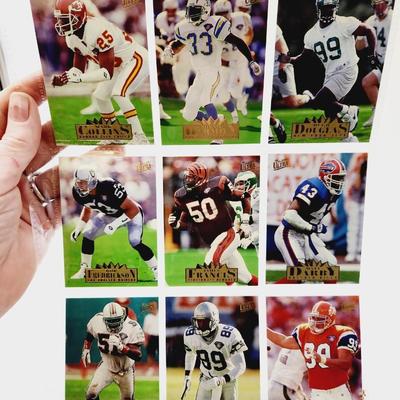 224 COLLECTABLE FOOTBALL CARDS W/ PROTECTIVE SLEEVES