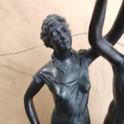 Metal Statue w/ Women Holding Torch