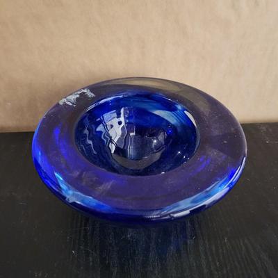 Thick Blue Glass Bowl