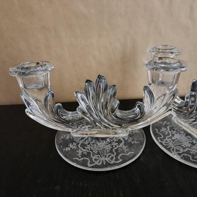 Two Crystal Candle Holders