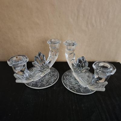 Two Crystal Candle Holders