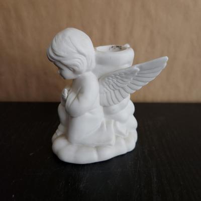 White porcelain angel candle holder