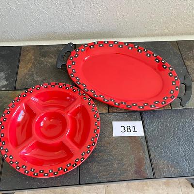 Red ceramic serving