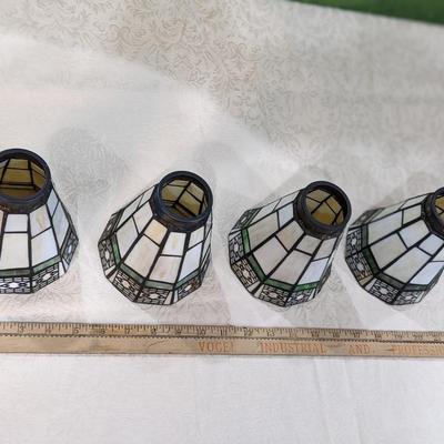 4 Vtg Stained Slag Glass Lamp Shade 5.5