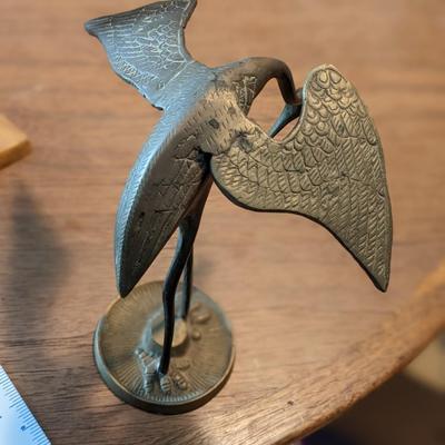 2 Well Made Hand Crafted Bur Oak and Brass Bird Figurines
