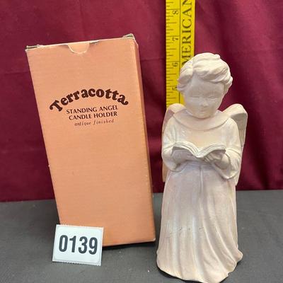 Terra cotta Angel with candle holder