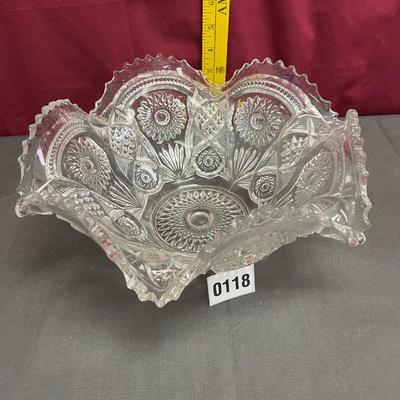 Antique EAPG, clear pressed glass, sawtooth, 6 pt