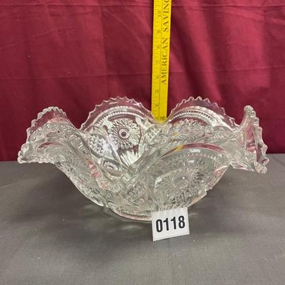 Antique EAPG, clear pressed glass, sawtooth, 6 pt