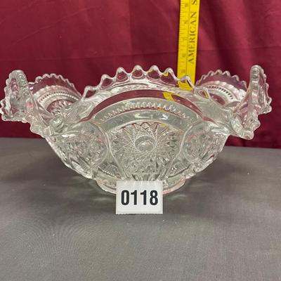 Antique EAPG, clear pressed glass, sawtooth, 6 pt