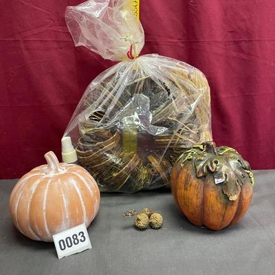 Pumpkins and dried orange wreath