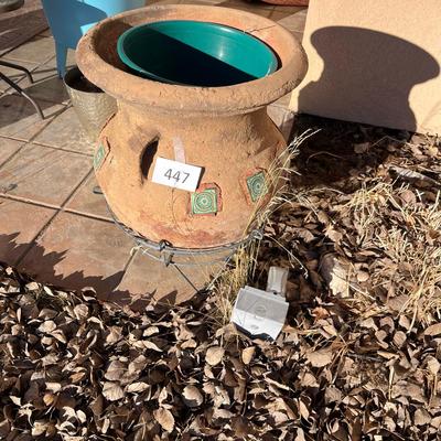 Talavera Style pot on wire stand