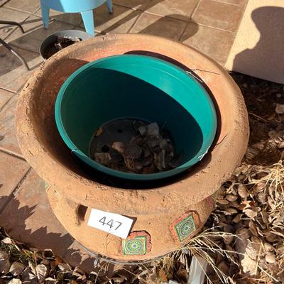 Talavera Style pot on wire stand