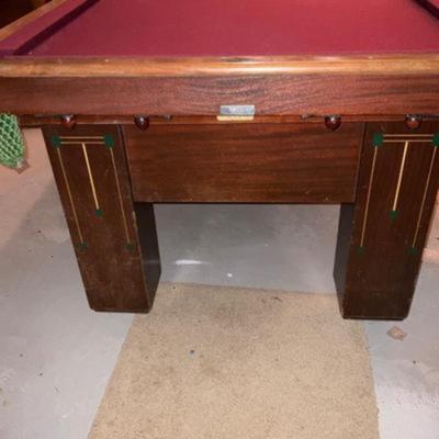 1911 Brunswick Vintage pool table with accessories