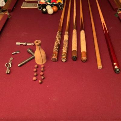 1911 Brunswick Vintage pool table with accessories