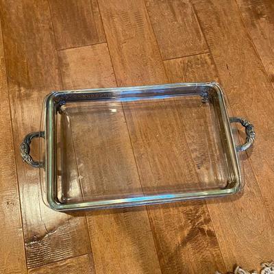 Silver Serving Dish with Lid and Pyrex Dish insert 8