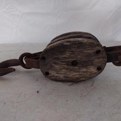 Vintage Double Block Pulley