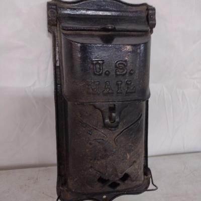 Cast Metal Wall Mount U. S. Mailbox with Embossed Federal Eagle