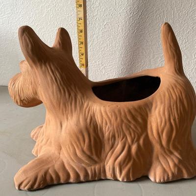 Terra-cotta Scottie dog planter