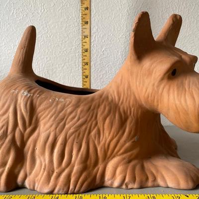Terra-cotta Scottie dog planter