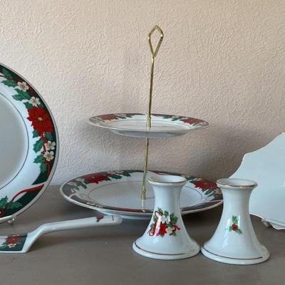6 piece Christmas dessert service set