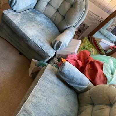 Two small swivel and rocking chairs