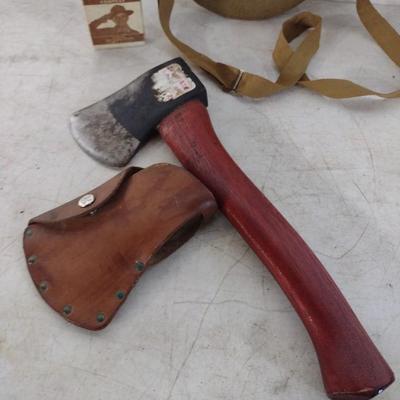 Vintage Boy Scout Tool Collection includes Canteen, Hatchet, and Compass