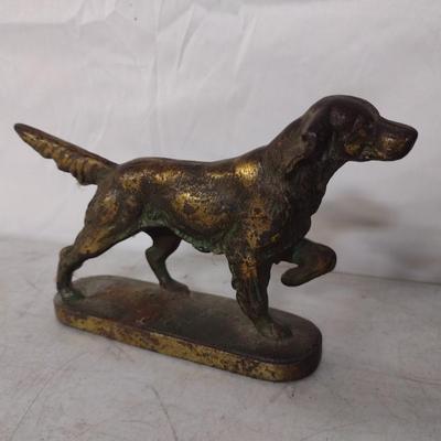 Antique Hubley Solid Brass Hunting Dogs Book Ends