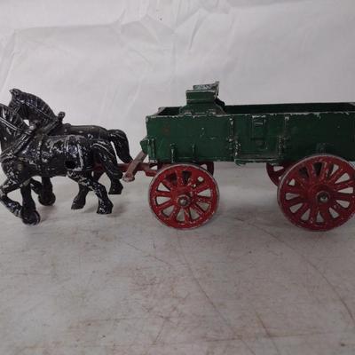 Vintage 1940's Kenton Cast Metal Farm Wagon and Horse Team