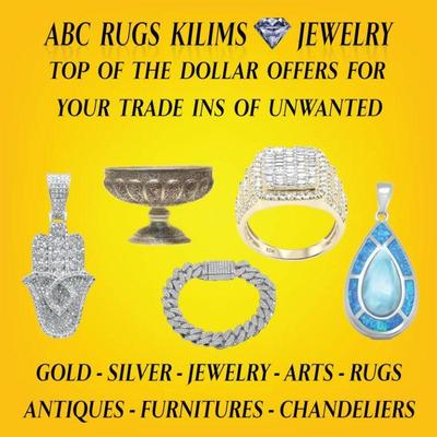 ABC Rugs Kilims Special Discount 70% off, Online and our OXNARD Showroom, ON Hand Knotted Rugs, Kilims, Arts, Jewelry, Gold &...