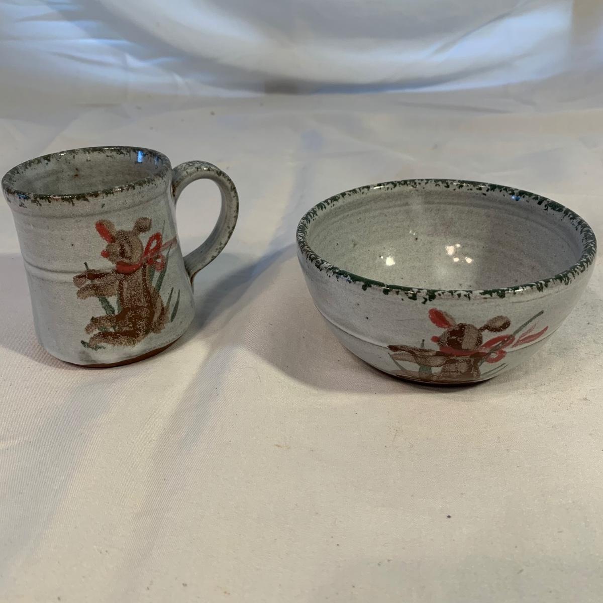 Owens (Seagrove, NC) Pottery Mug and Bowl Set (LRDR)