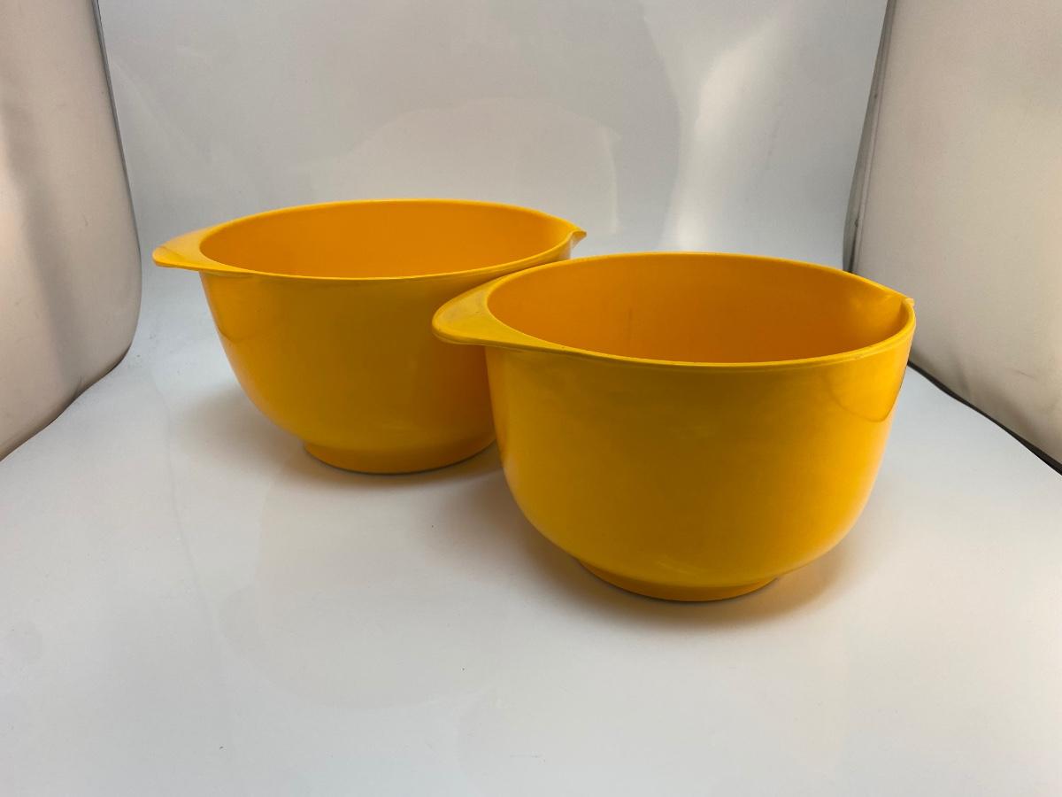Vintage Sunshine Yellow Mepal Melamine Spouted Mixing Bowls Mid Century