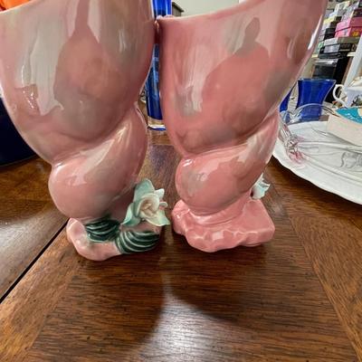 Pair of pink  Kitsch Ucagco ceramic vases - Japan