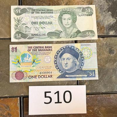 Two Bahamas $1 bills