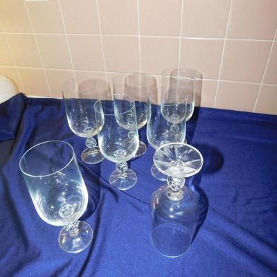 LOVELY GLASS STEMWARE AND COVERED CANDY DISH