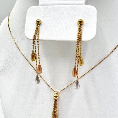 14K Tri-Gold ~ Necklace & Earring Set