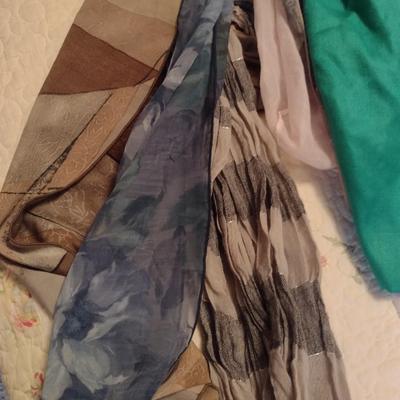 Collection of Scarves with Metal Organizer for Hanging