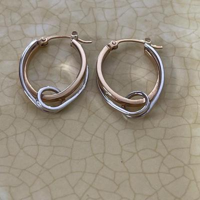 14k yellow and white gold earrings