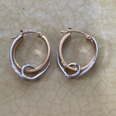 14k yellow and white gold earrings
