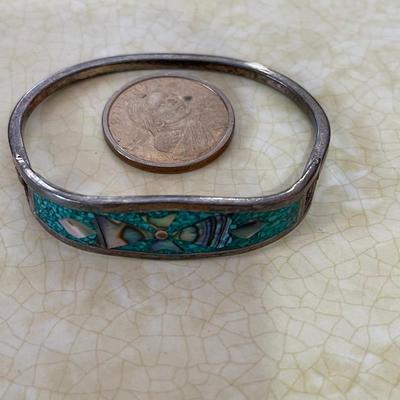 Sterling Bangle with inlay