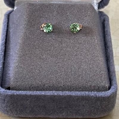 14k earrings with green stone
