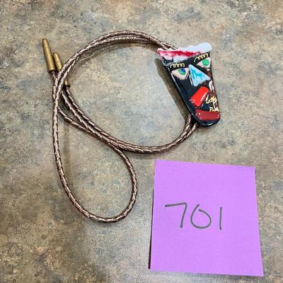 Fused Glass MCM Bolo Tie Artist Signed