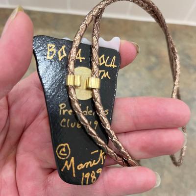 Fused Glass MCM Bolo Tie Artist Signed