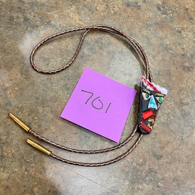 Fused Glass MCM Bolo Tie Artist Signed